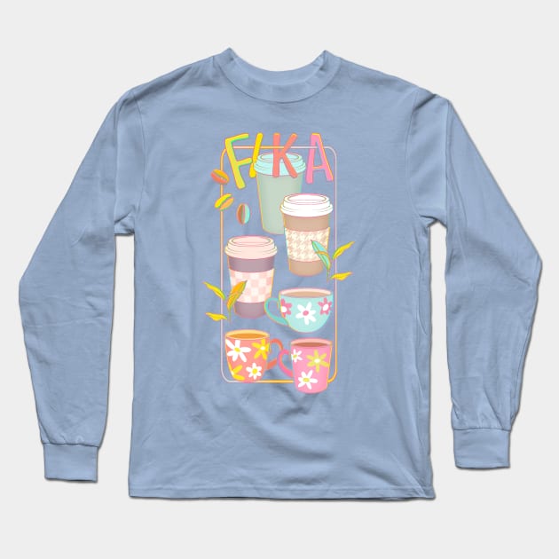 Pastel Fall Fika Long Sleeve T-Shirt by PerrinLeFeuvre